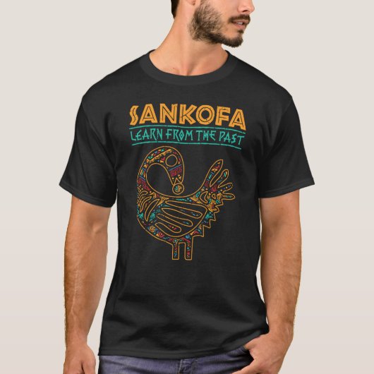Zwarte Geschiedenis Sankofa Afrikaanse vogel Leer  T-shirt (Voorkant)
