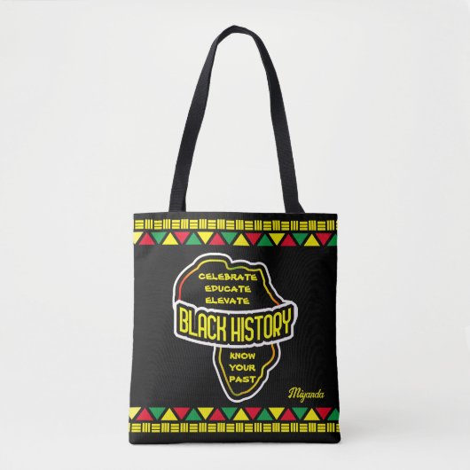 Zwarte geschiedenis vieren met Afrikaanse kaart op Tote Bag (Voorkant)
