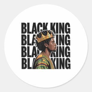 Zwarte Geschiedenis Zwart Man King Dad Afro Melani Ronde Sticker