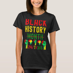 Zwarte geschiedenismaand 24 7 BHM Afrikaanse geden T-shirt