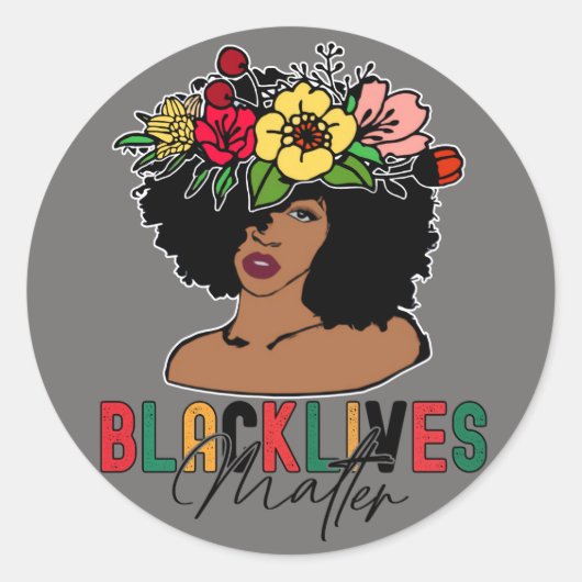 Zwarte geschiedenismaand Afro Woman Ronde Sticker (Voorkant)