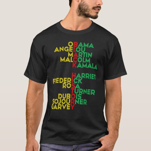 Zwarte geschiedenismaand als beroemde zwarte mense t-shirt (Voorkant)