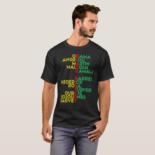 Zwarte geschiedenismaand als beroemde zwarte mense t-shirt (Voorkant volledig)