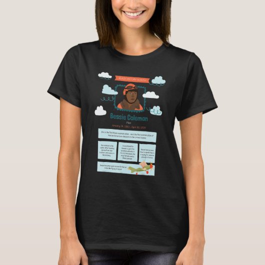 Zwarte geschiedenismaand Bessie Coleman Pilot T-shirt (Voorkant)