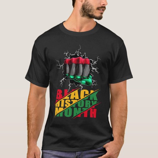 Zwarte geschiedenismaand BHM Afro Pride Hand Fist  T-shirt (Voorkant)