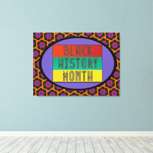 Zwarte geschiedenismaand canvas afdruk (Insitu (Houten vloer))