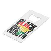 Zwarte geschiedenismaand creditkaart flessenopener (Voorkant Gekanteld)