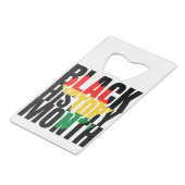 Zwarte geschiedenismaand creditkaart flessenopener (Achterkant Gekanteld)