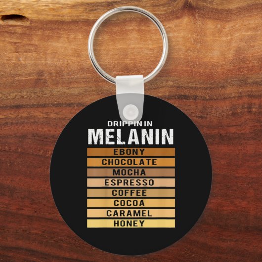 Zwarte geschiedenismaand Drippin Melanin Sleutelhanger (Voorkant)
