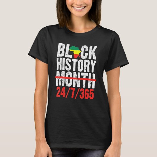 Zwarte geschiedenismaand elke dag Afro Black Pride T-shirt (Voorkant)
