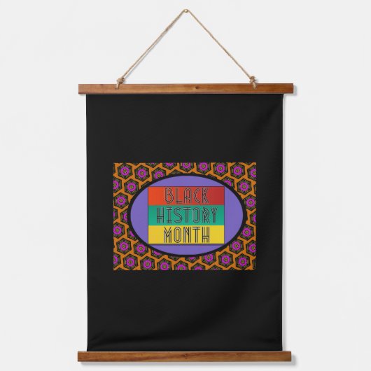 Zwarte geschiedenismaand hangend wandkleed (Voorkant)