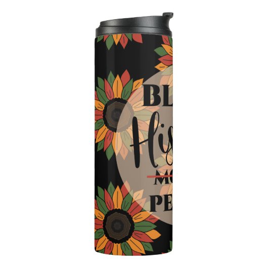 Zwarte geschiedenismaand Kleurrijke bloemen Tumble Thermosbeker (Gedraaid links)