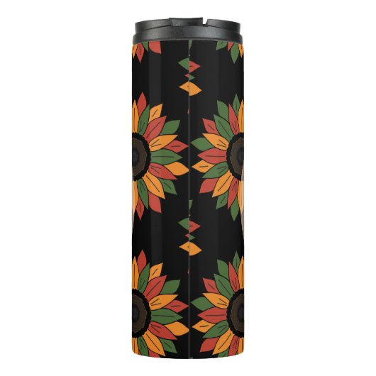 Zwarte geschiedenismaand Kleurrijke bloemen Tumble Thermosbeker (Achterkant)