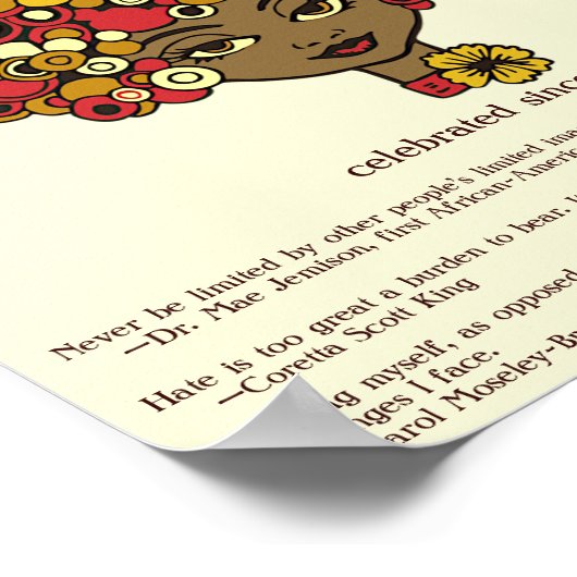 Zwarte geschiedenismaand, mooie vrouwelijke retro poster (Hoek)