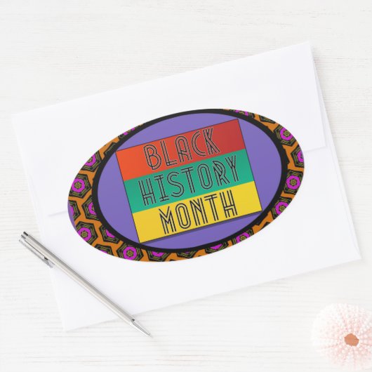 Zwarte geschiedenismaand ovale sticker (Envelop)