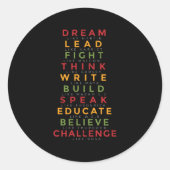 Zwarte geschiedenismaand ronde sticker (Voorkant)