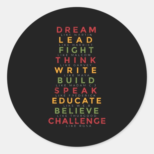 Zwarte geschiedenismaand ronde sticker (Voorkant)