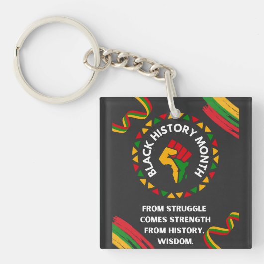 Zwarte geschiedenismaand sleutelhanger (voorkant)