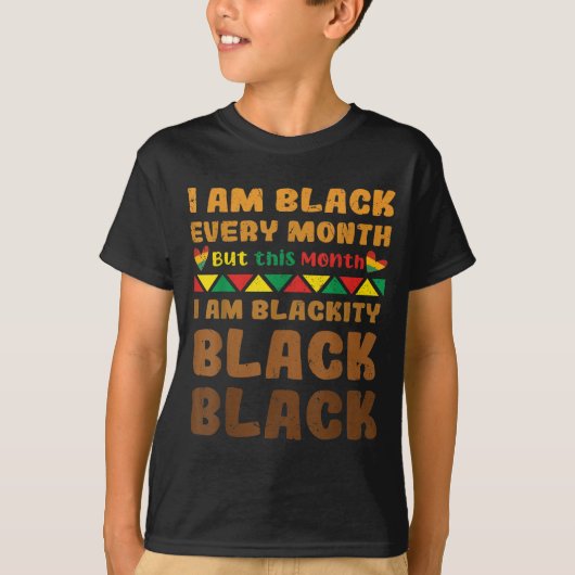 Zwarte geschiedenismaand t-shirt (Voorkant)