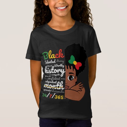 Zwarte geschiedenismaand t-shirt (Voorkant)