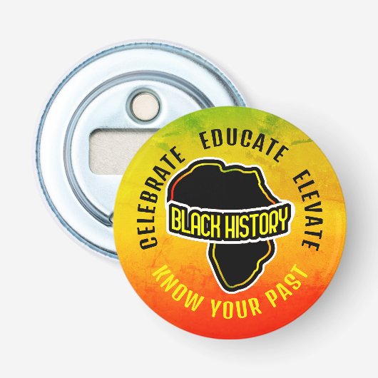 zwarte geschiedenismaand vieren button flesopener (Voorkant)