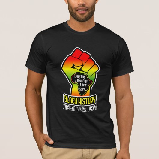Zwarte-geschiedenismaand vieren t-shirt (Voorkant)