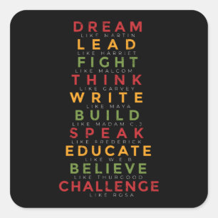 Zwarte geschiedenismaand vierkante sticker