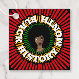 Zwarte geschiedenismaand, zon- en zwarte vrouw bedankjes labels