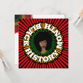 Zwarte geschiedenismaand, zon- en zwarte vrouw kaart (Voorkant / Achterkant in situ)