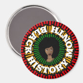 Zwarte geschiedenismaand, zon- en zwarte vrouw magneet (Voorkant / Achterkant)