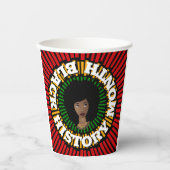 Zwarte geschiedenismaand, zon- en zwarte vrouw papieren bekers (Voorkant)