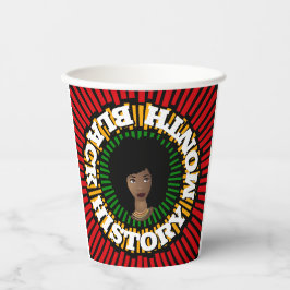 Zwarte geschiedenismaand, zon- en zwarte vrouw papieren bekers