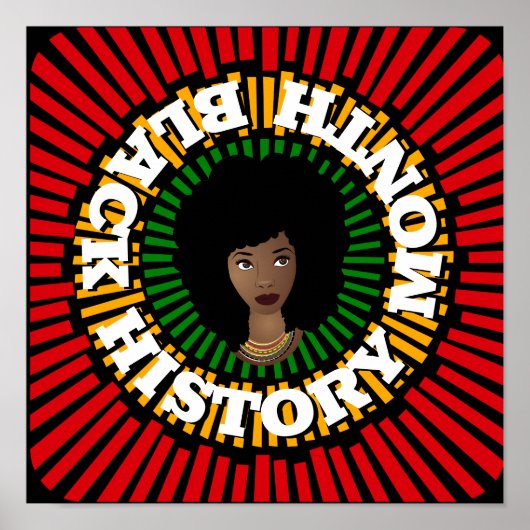 Zwarte geschiedenismaand, zon- en zwarte vrouw poster (Voorkant)