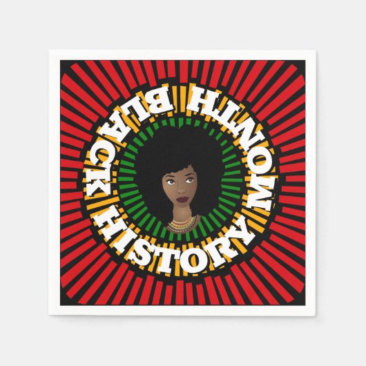 Zwarte geschiedenismaand, zon- en zwarte vrouw servet (Voorkant)