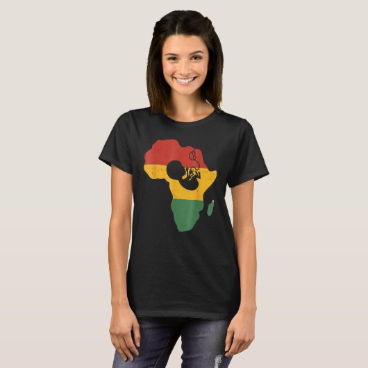 Zwarte geschiedenismaand Zwangere vlag Afrikaans-A T-shirt (Voorkant volledig)