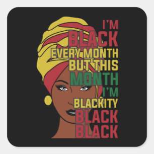 Zwarte geschiedenismaand Zwarte Woman Afro Vierkante Sticker