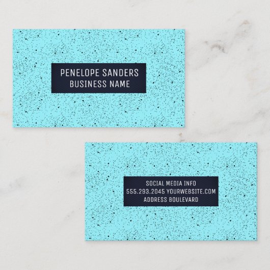 Zwarte gespikkelde blauwe achtergrond visitekaartje (Voorkant / Achterkant)
