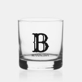 Zwarte gestileerde initiaal en achternaam whisky glas (Voorkant)