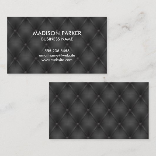 Zwarte gestoffeerde achtergrond visitekaartje (Voorkant / Achterkant)