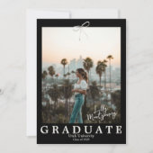 Zwarte gestreepte Coquette afstudeeraankondiging Kaart (Voorkant)