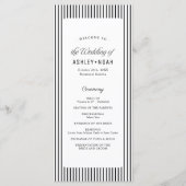 Zwarte gestreepte elegant klassiek trouwprogramma menu (Voorkant)