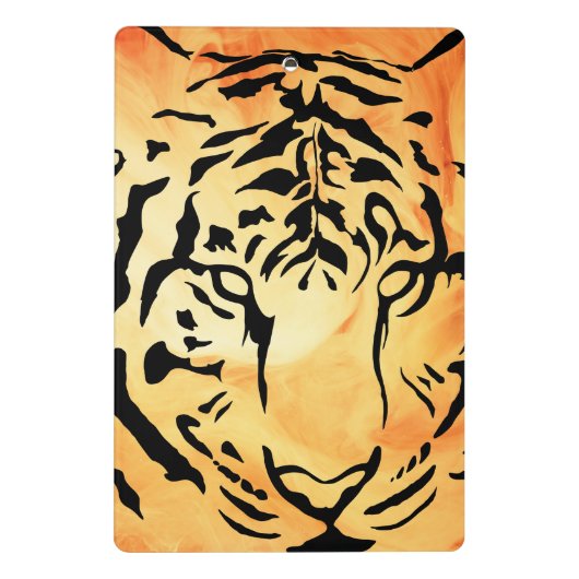 Zwarte gestreepte tijger op vurig Sinaasappel Mini Klembord (Achterkant)