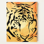 Zwarte gestreepte tijger op vurig Sinaasappel Planner (Achterkant)