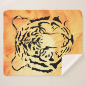 Zwarte gestreepte tijger op vurig Sinaasappel Sherpa Deken (Voorkant (horizontaal))