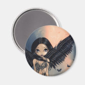 "Zwarte gevleugelde engel" magneet (Voorkant / Achterkant)