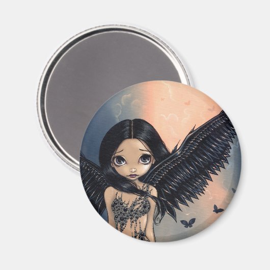 "Zwarte gevleugelde engel" magneet (Voorkant / Achterkant)