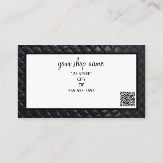 Zwarte gewatteerde relatiegeschenkcertificaat mark visitekaartje (Achterkant)