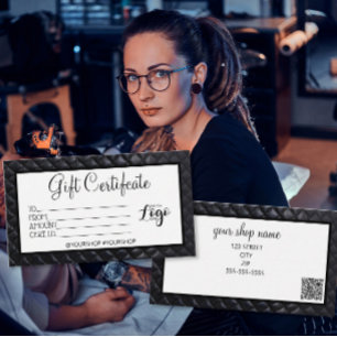 Zwarte gewatteerde relatiegeschenkcertificaat mark visitekaartje