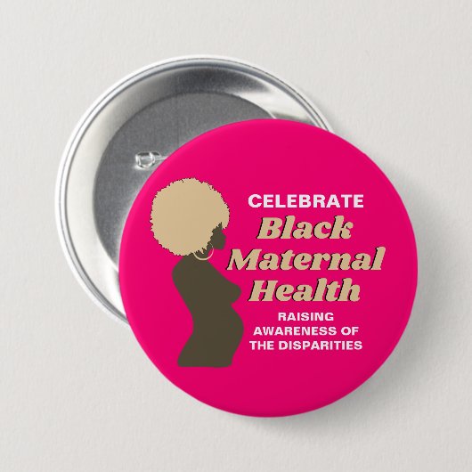 ZWARTE GEZONDHEID VAN MOEDERS RONDE BUTTON 7,6 CM (Voorkant /achterkant)