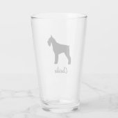 Zwarte Giant Schnauzer Silhouette Custom Hondenlie Glas (Achterkant)